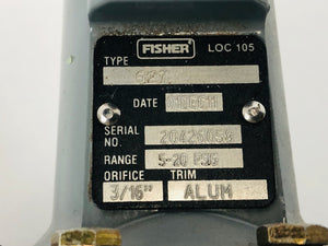 Fisher 627 Regulator, 1", 5-20 psi spring, 3/16" Orifice